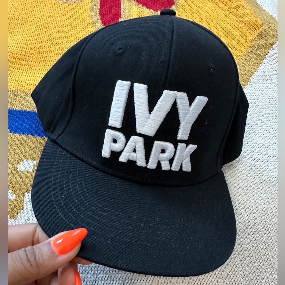 IVY PARK Black Hat with White Embroidery